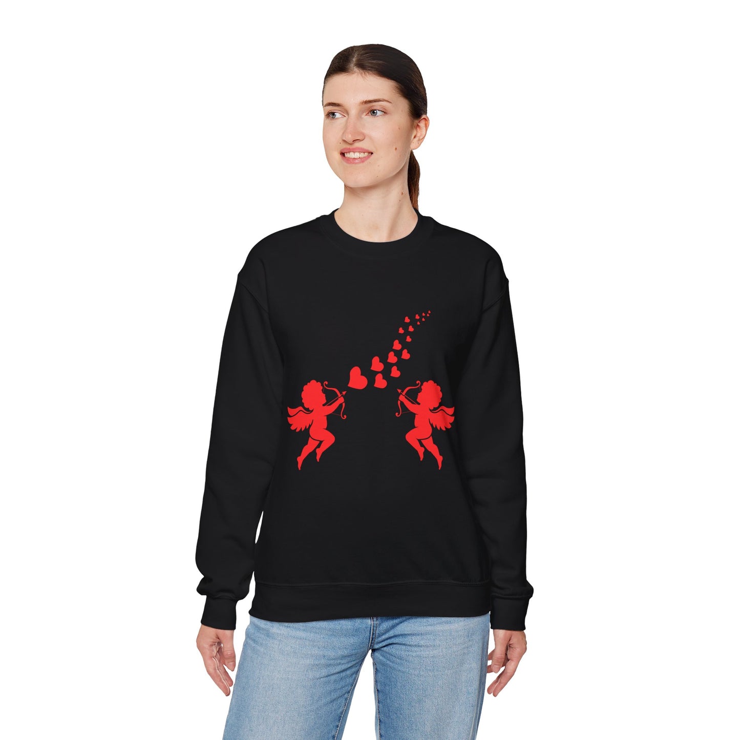 Unisex Heavy Blend™ Crewneck Sweatshirt-Red Cupid Cherub Valentine's Day Sweatshirt