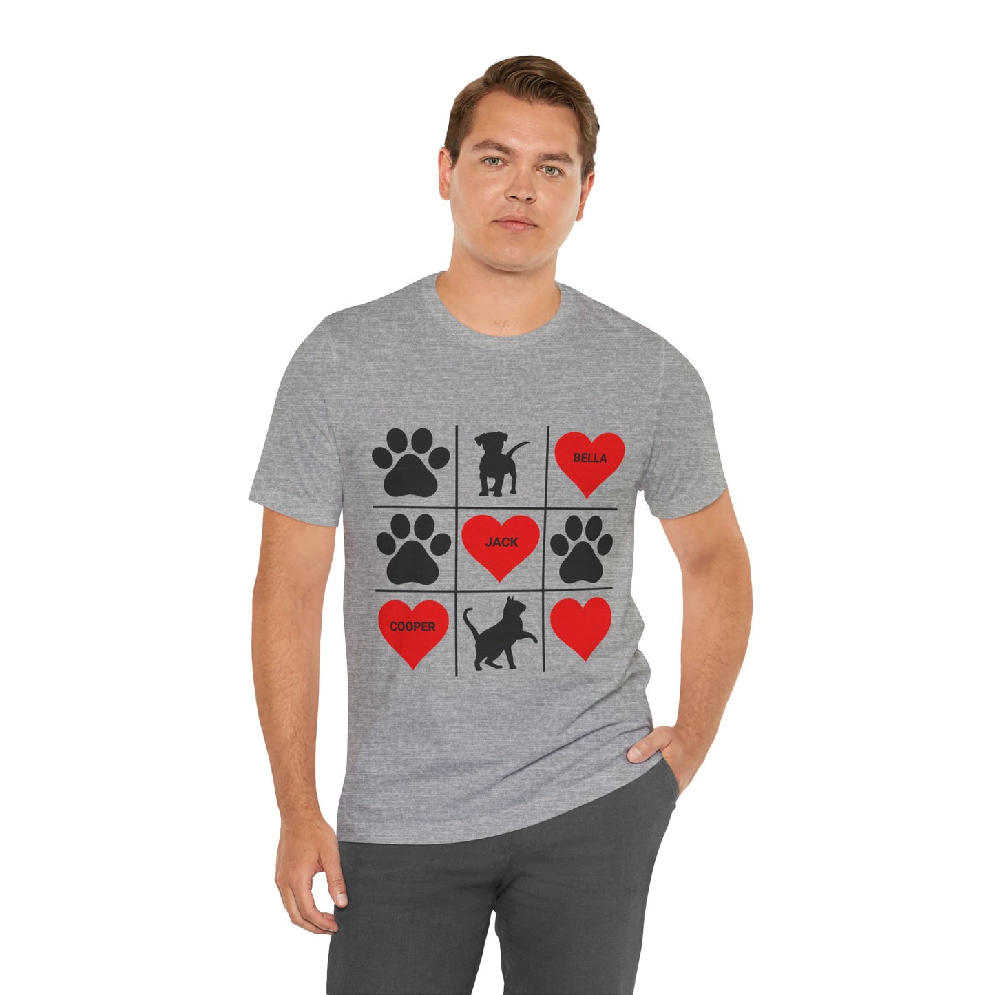 Tic Tac Toe Cat Dog Valentines Day Shirt Pet Lovers Unisex Tee