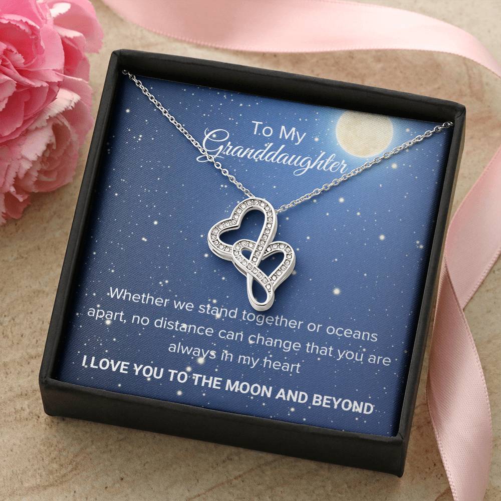 To My Granddaughter Gift -Heart To Heart Pendant Necklace-Jewelry Birthday Gift