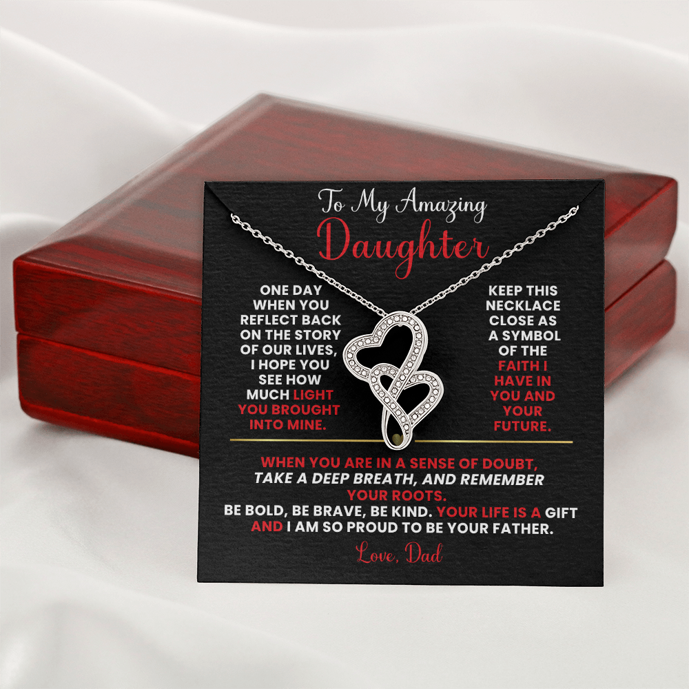 Heart To Heart Pendant Necklace, Daughter Necklace From Dad, Sentimental Jewelry , Unique Daughter Gift