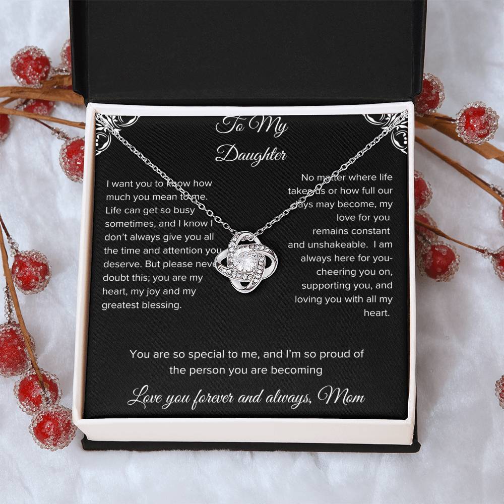 To My Daughter Gift Necklace Personalized Message Card With Gift Box