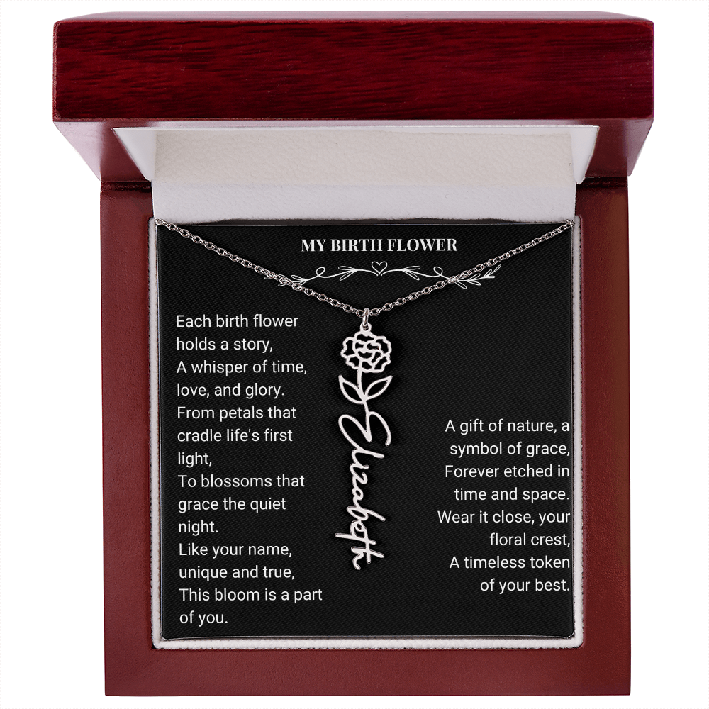 Custom Name Necklace with Birth Flowe