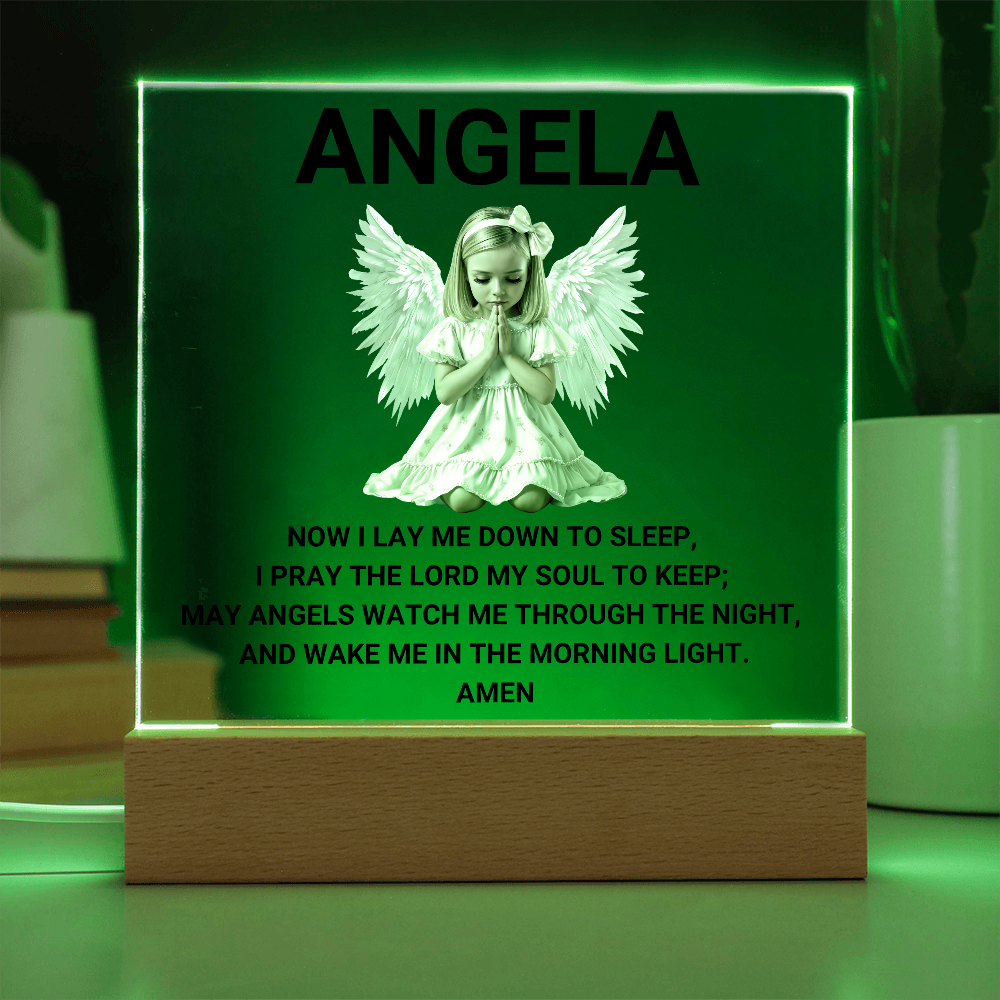 Now I Lay Me Down To Sleep Children's Prayer Acrylic Night Light - Little Girl Angel