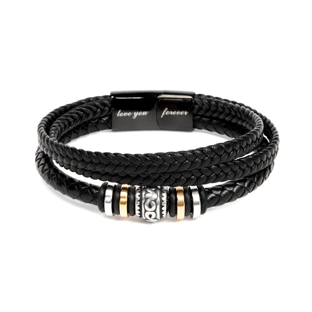 To My Son-Never Forget How Much I Love You-Black Braided Bracelet With Message Card