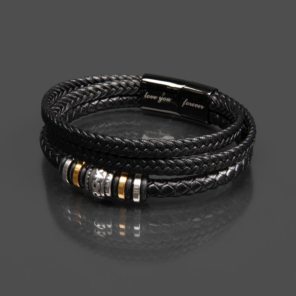 To My Son-Never Forget How Much I Love You-Black Braided Bracelet With Message Card