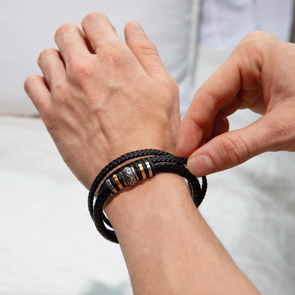 To My Son-Never Forget How Much I Love You-Black Braided Bracelet With Message Card