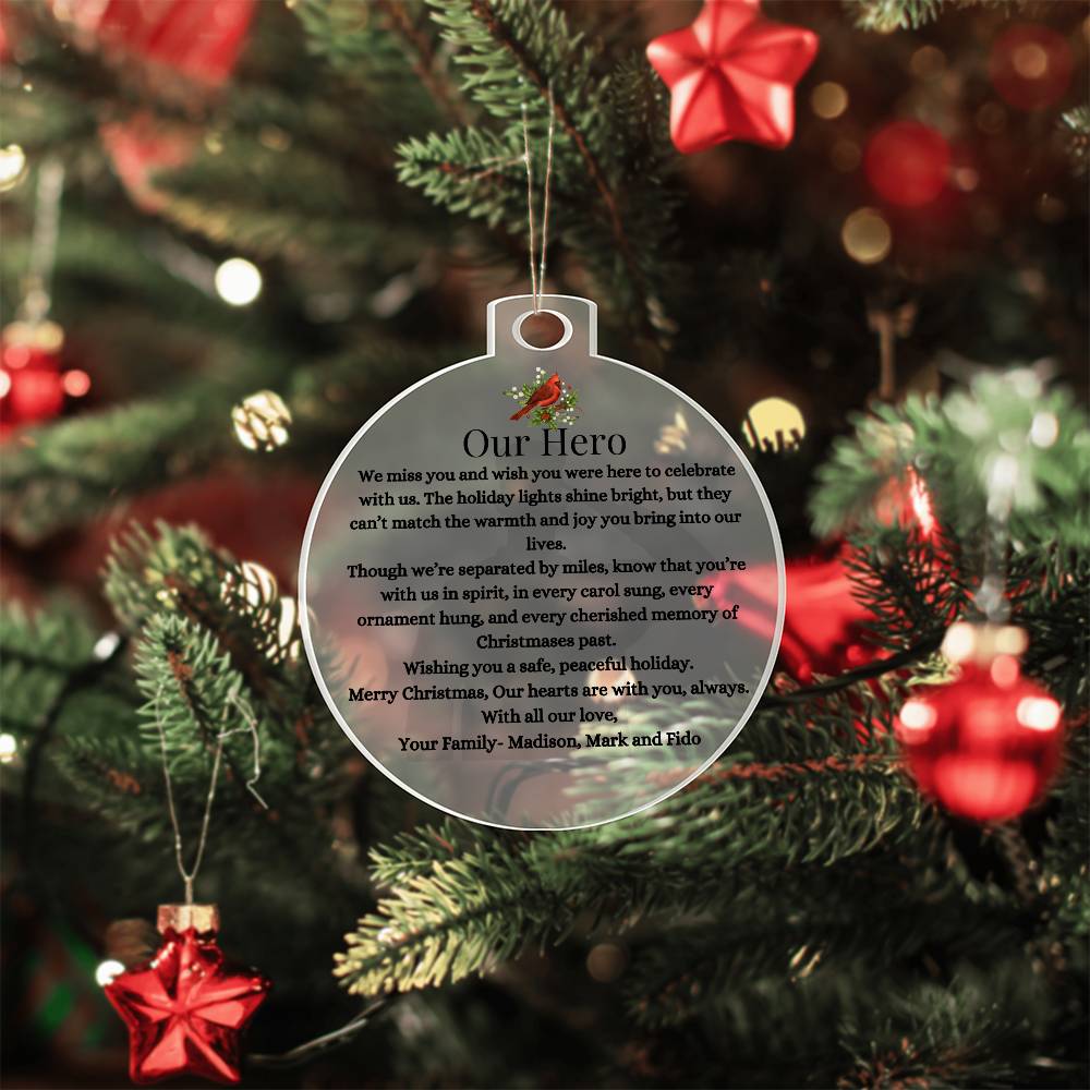 Military Veteran Acrylic Christmas Ornament-Deployment Message Gift Care Package For Husband, Boyfriend, Family Member Long Distance