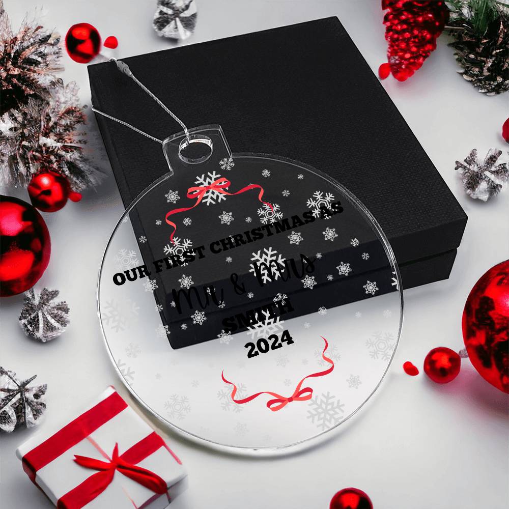 Mr & Mrs Acrylic Christmas Ornament-Newlywed Wedding Gift-Personalized Housewarming Present