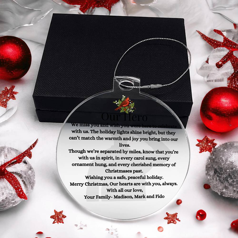 Military Veteran Acrylic Christmas Ornament-Deployment Message Gift Care Package For Husband, Boyfriend, Family Member Long Distance
