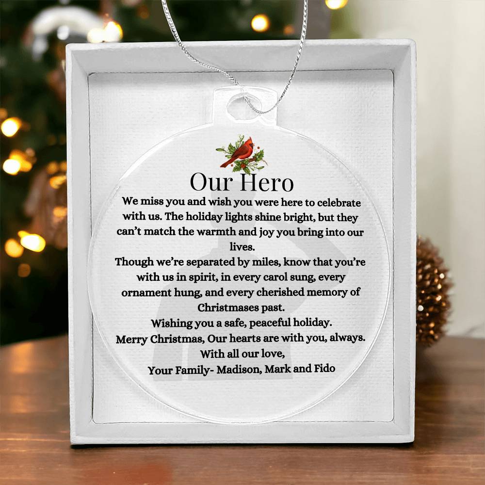 Military Veteran Acrylic Christmas Ornament-Deployment Message Gift Care Package For Husband, Boyfriend, Family Member Long Distance