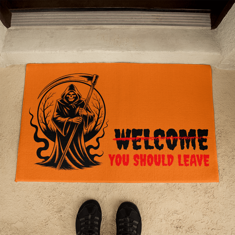 Halloween Welcome Mat, Grim Reaper Decor, Spooky Entrance Door Mat, Haunted House Scary Horror Themed