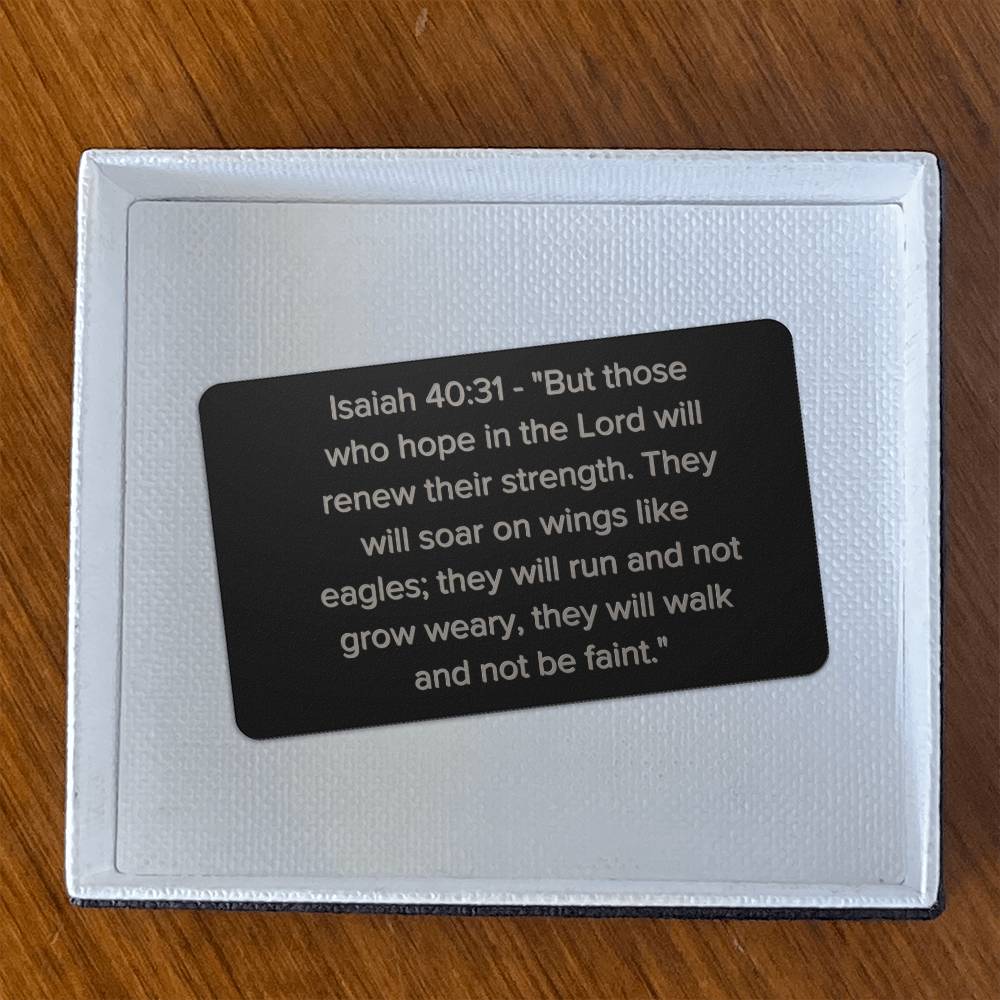 Isaiah 40:31 Engraved Metal Wallet Card- Inspirational Christian Bible Verse Affirmations Messages-Inspirational Scripture