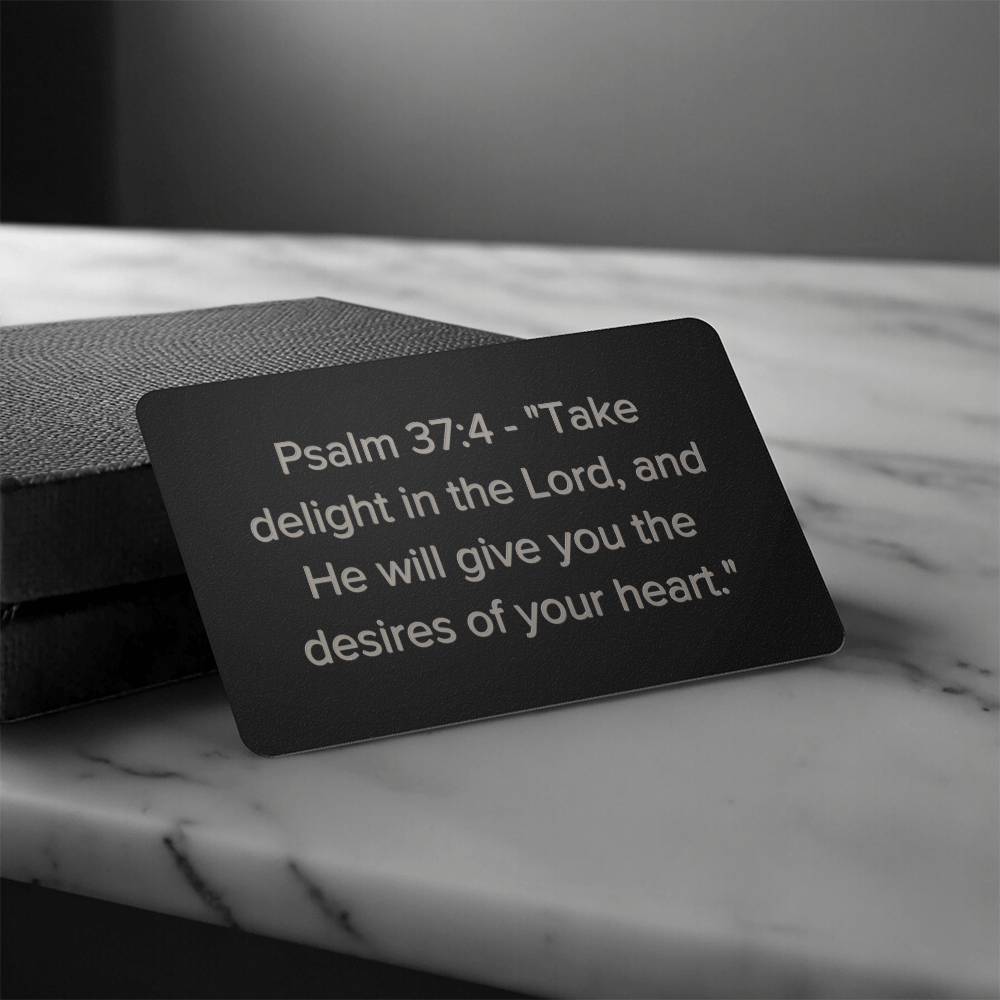 Psalm 37:4 Engraved Metal Wallet Card- Inspirational Christian Bible Verse Affirmations Messages-Inspirational Scriptur