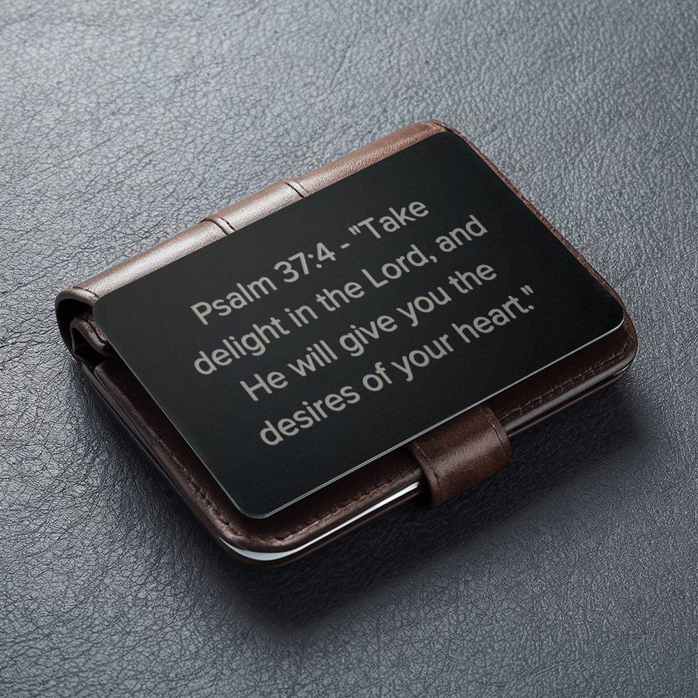 Psalm 37:4 Engraved Metal Wallet Card- Inspirational Christian Bible Verse Affirmations Messages-Inspirational Scriptur
