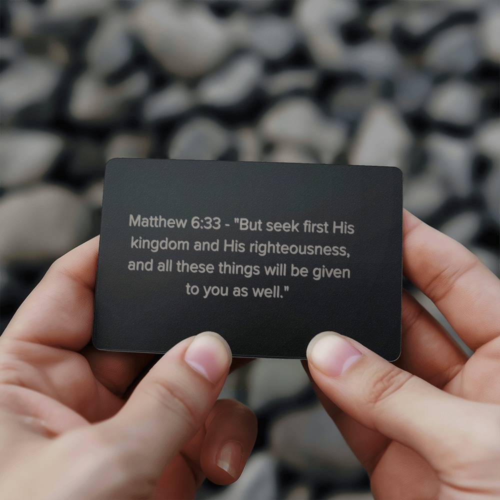 Matthew 6:33 Engraved Metal Wallet Card- Inspirational Christian Bible Verse Affirmations Messages-Inspirational Scriptur
