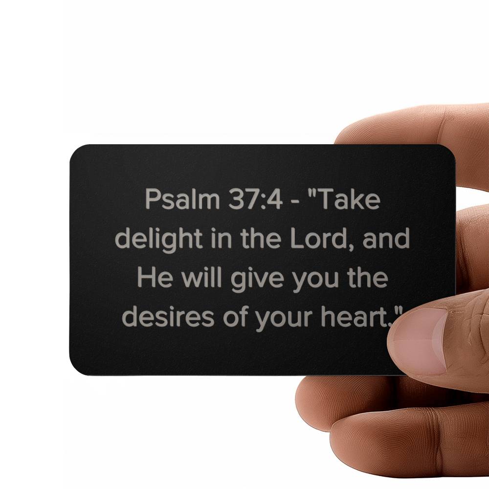 Psalm 37:4 Engraved Metal Wallet Card- Inspirational Christian Bible Verse Affirmations Messages-Inspirational Scriptur