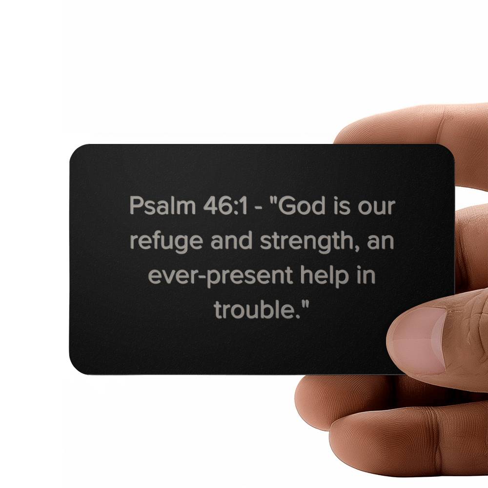 Psalm 46:1 Engraved Metal Wallet Card- Inspirational Christian Bible Verse Affirmations Messages-Inspirational Scripture