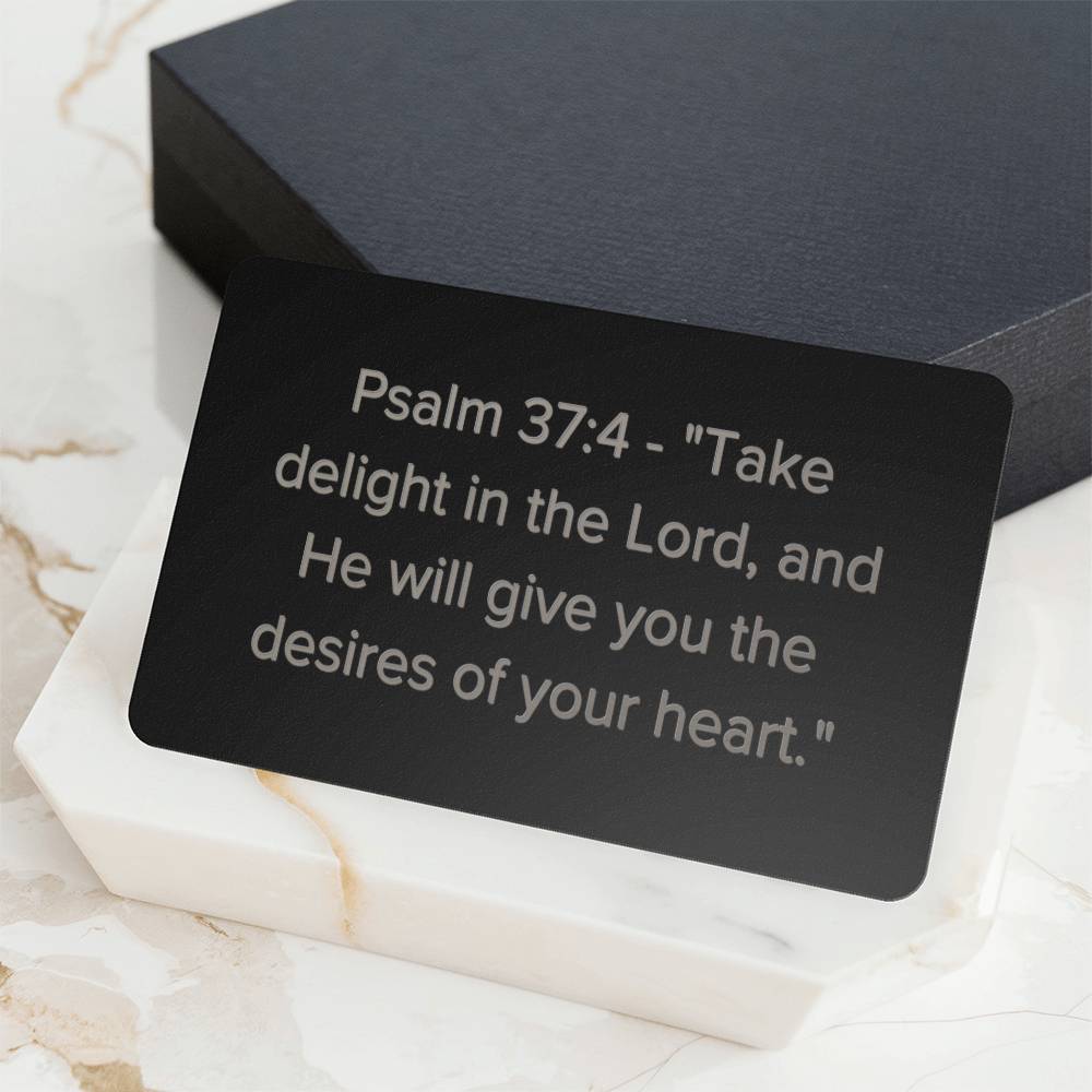 Psalm 37:4 Engraved Metal Wallet Card- Inspirational Christian Bible Verse Affirmations Messages-Inspirational Scriptur