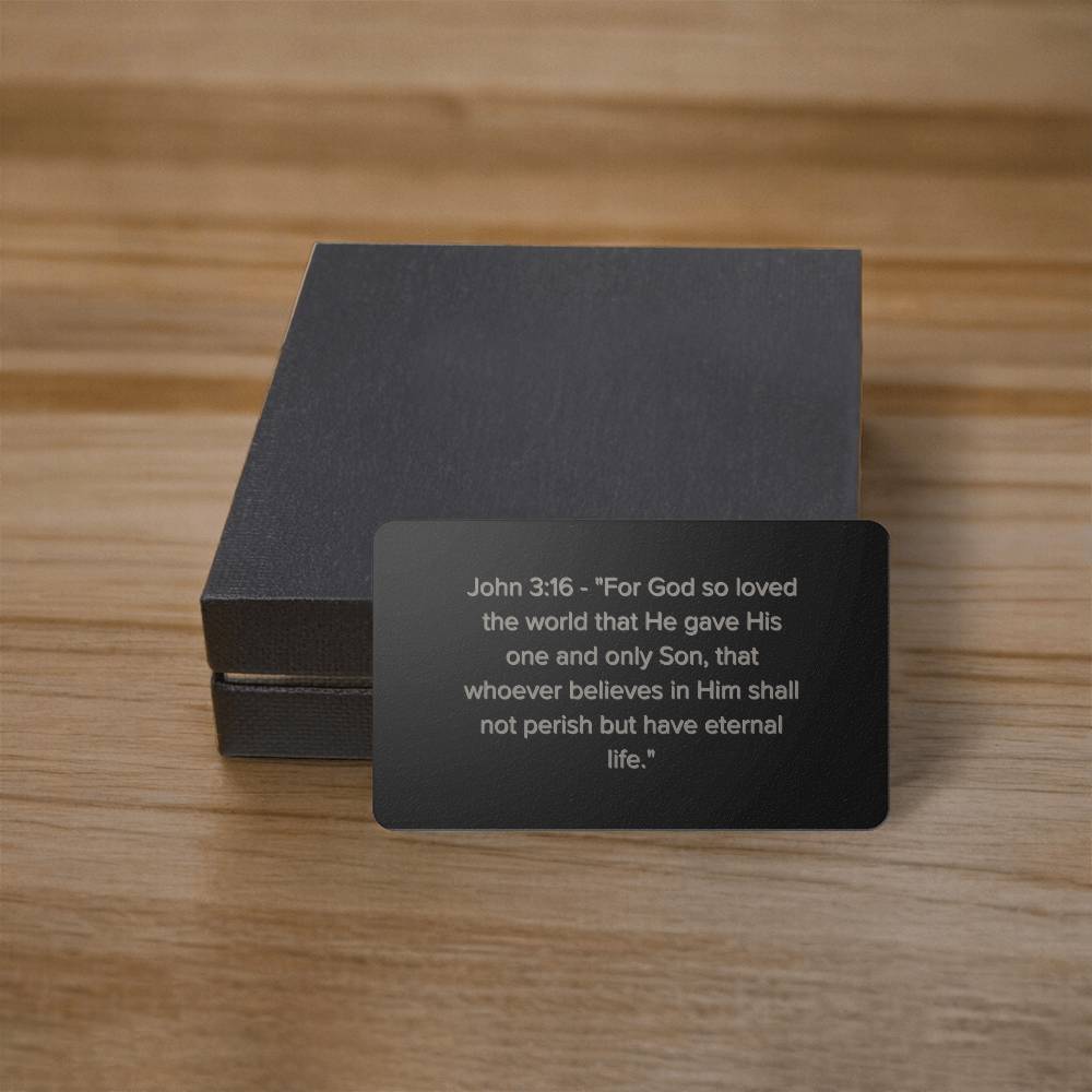 John 3:16 Engraved Metal Wallet Card- Inspirational Christian Bible Verse Affirmations Messages-Inspirational Scripture