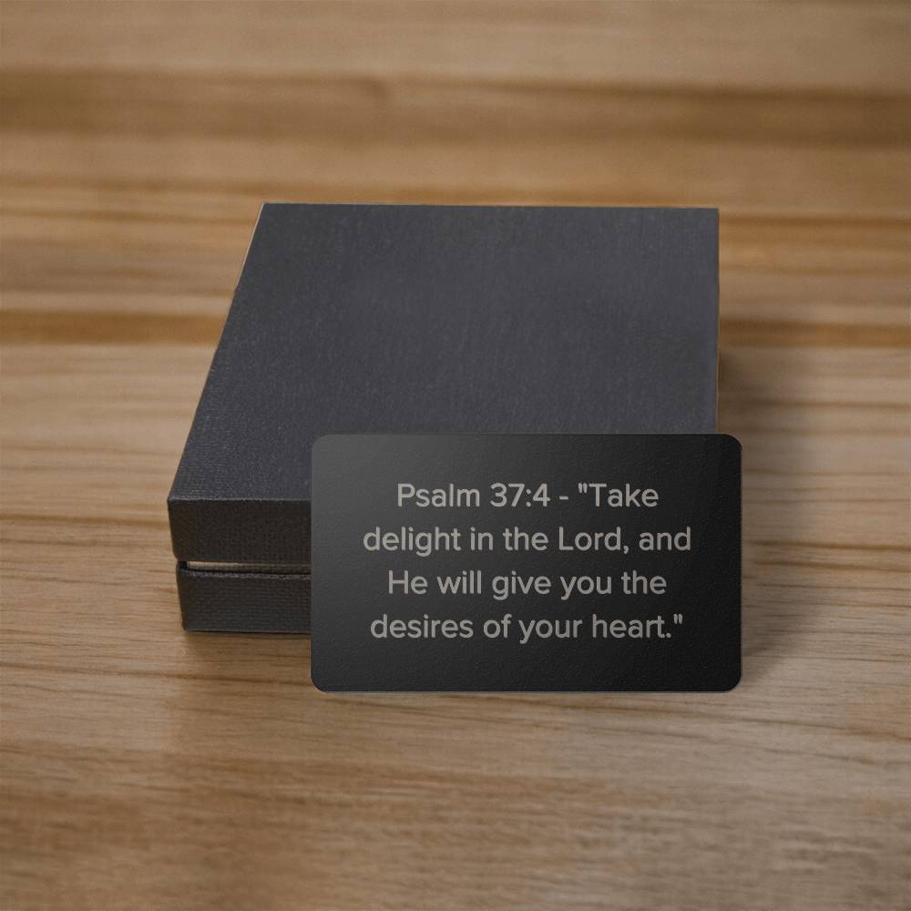 Psalm 37:4 Engraved Metal Wallet Card- Inspirational Christian Bible Verse Affirmations Messages-Inspirational Scriptur