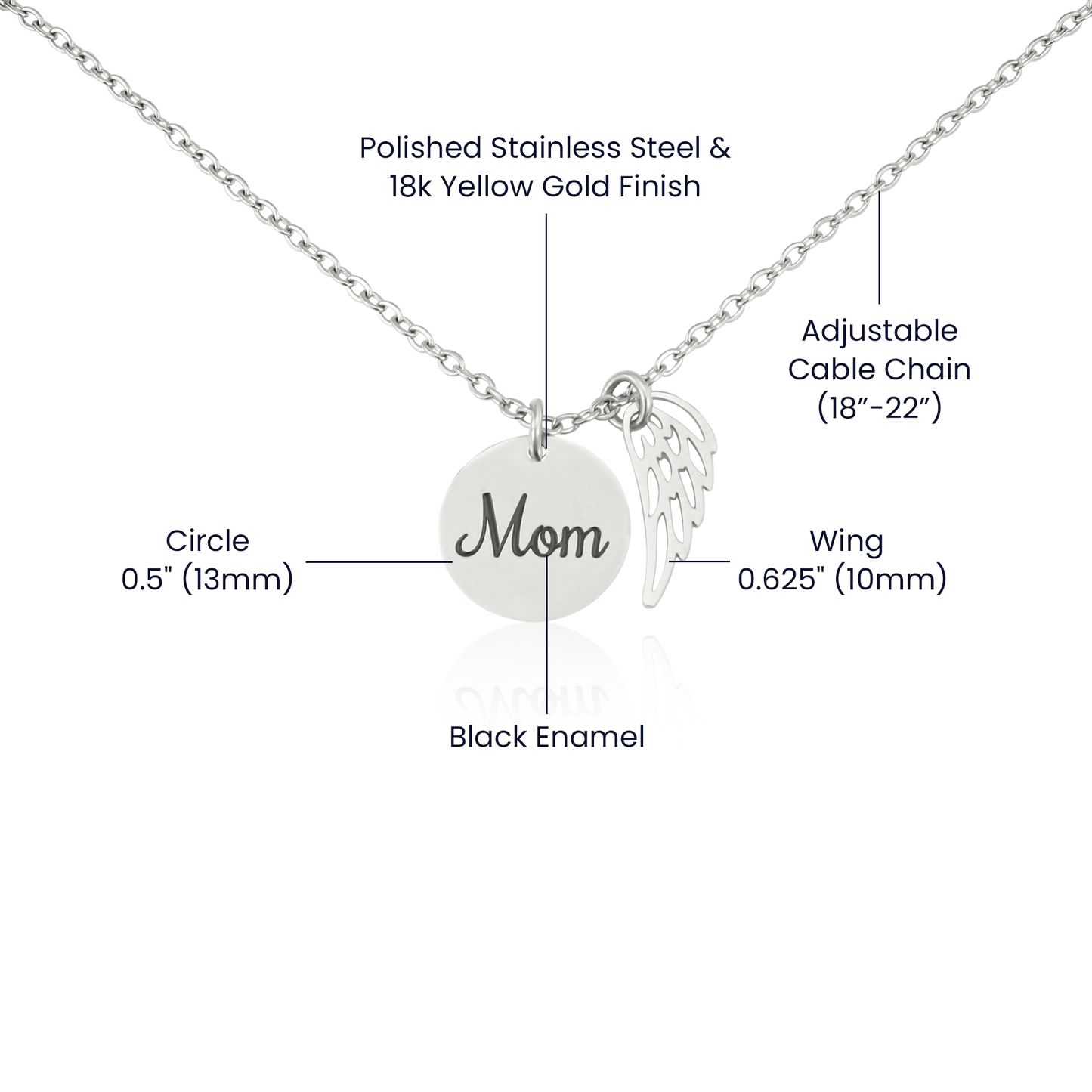 Memorial Necklace Mom, Angel Wing Charm , Sympathy Pendant, Bereavement Gift For Son Or Daughter