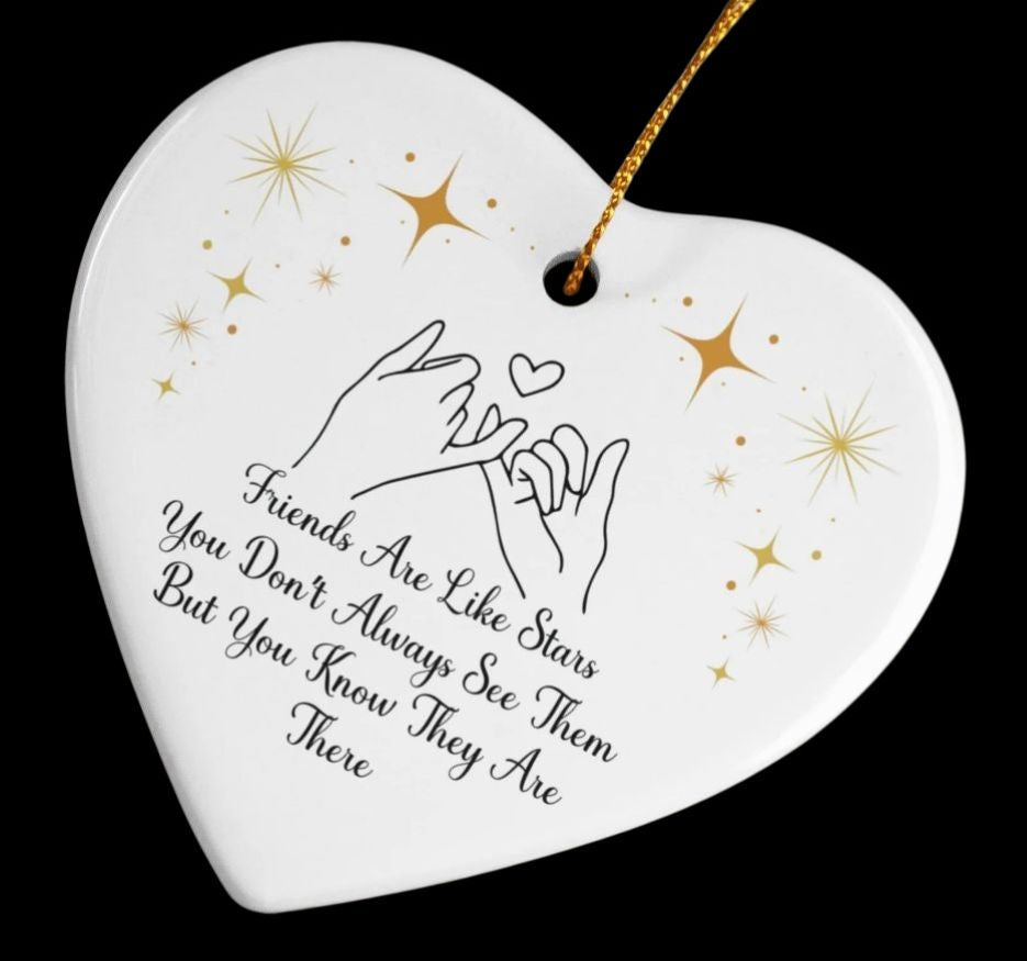Friends Are Like Stars Ornament, Friendship Gift Heart Decor, Ceramic Star Sentimental Gift, Best Friend Keepsake, Heart Shaped Friends Decor