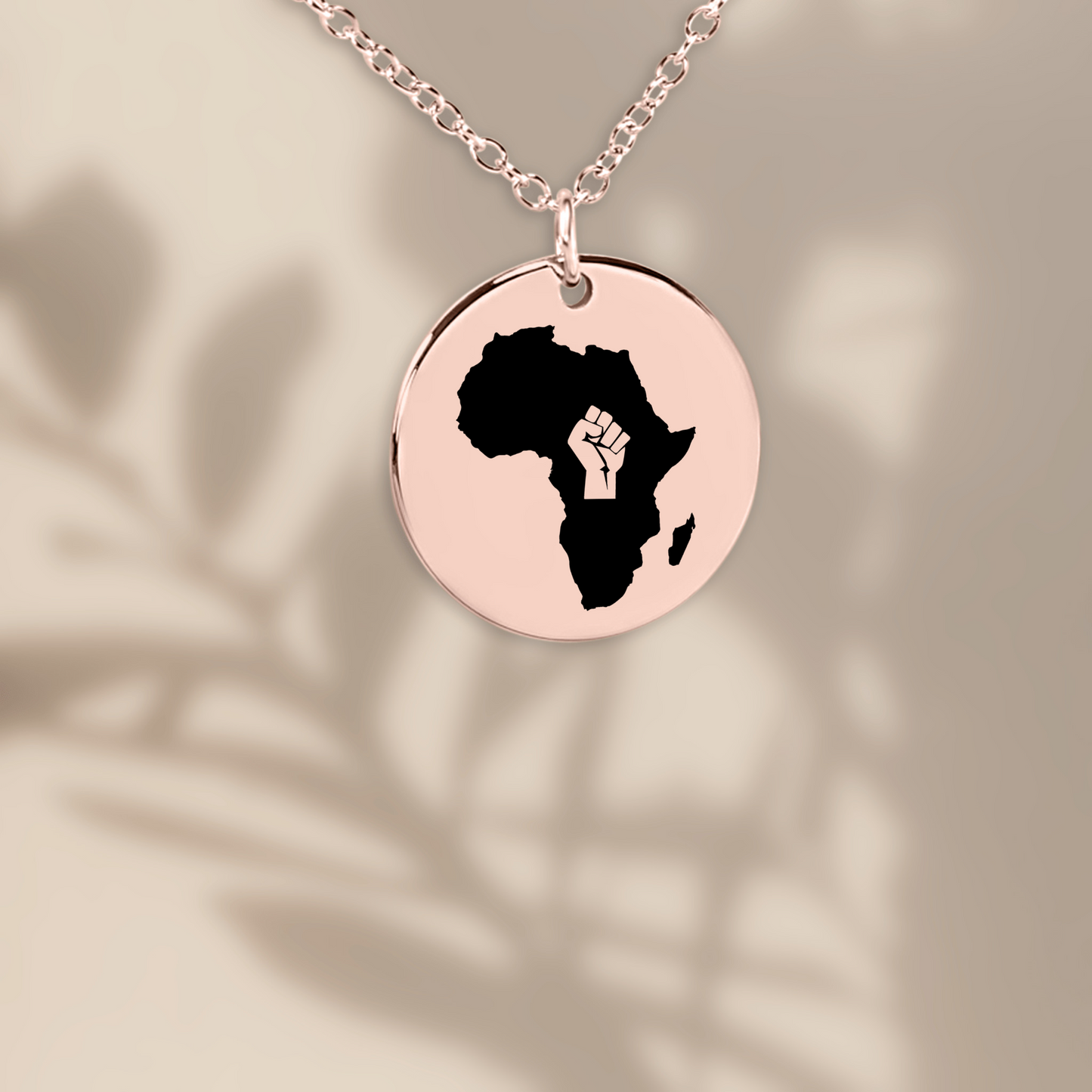 Raised Fist Black Power Africa Map Pendant Necklace