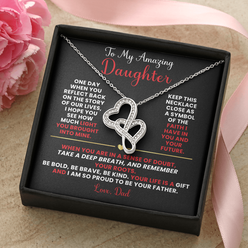 Heart To Heart Pendant Necklace, Daughter Necklace From Dad, Sentimental Jewelry , Unique Daughter Gift
