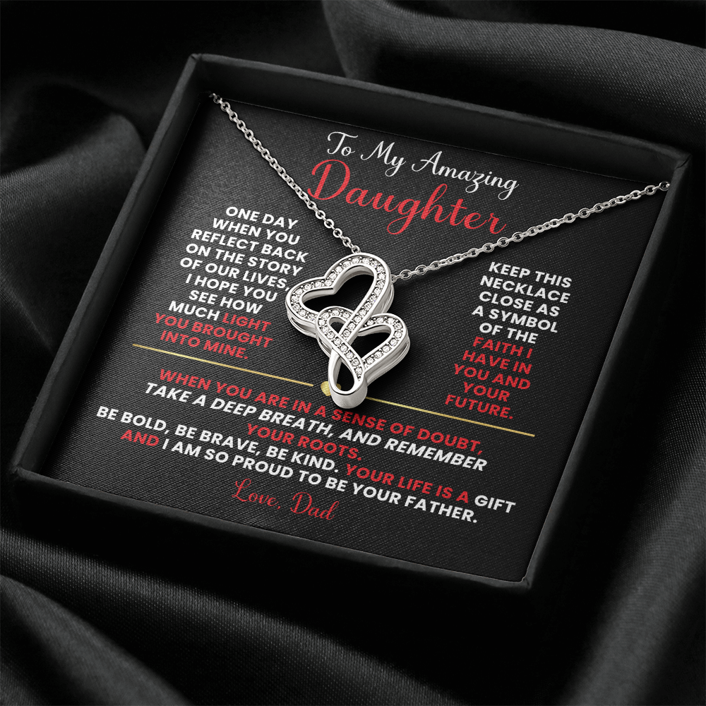 Heart To Heart Pendant Necklace, Daughter Necklace From Dad, Sentimental Jewelry , Unique Daughter Gift