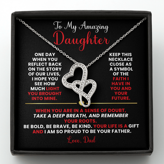 Heart To Heart Pendant Necklace, Daughter Necklace From Dad, Sentimental Jewelry , Unique Daughter Gift