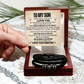 To My Son-Never Forget How Much I Love You-Black Braided Bracelet With Message Card
