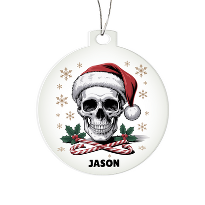 Personalized Gothic Christmas Santa Skull Festive Ornament, Acrylic Skull Decor, Gothic Xmas Ornament, Unique Christmas Gift