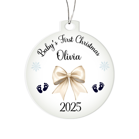 Babys First Christmas Ornament 2025 Personalized  Name Acrylic Family Keepsake