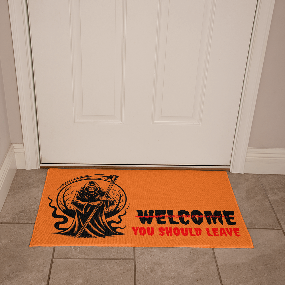 Halloween Welcome Mat, Grim Reaper Decor, Spooky Entrance Door Mat, Haunted House Scary Horror Themed