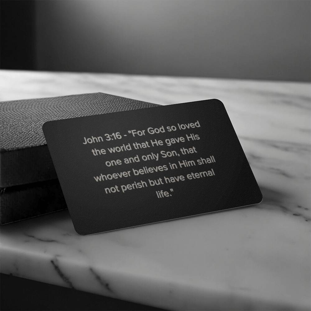 John 3:16 Engraved Metal Wallet Card- Inspirational Christian Bible Verse Affirmations Messages-Inspirational Scripture