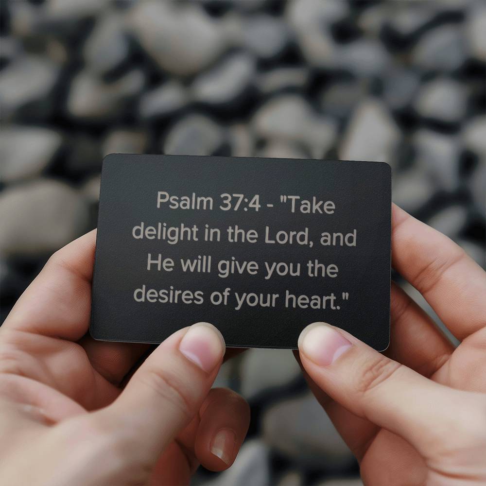 Psalm 37:4 Engraved Metal Wallet Card- Inspirational Christian Bible Verse Affirmations Messages-Inspirational Scriptur