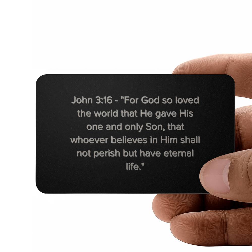 John 3:16 Engraved Metal Wallet Card- Inspirational Christian Bible Verse Affirmations Messages-Inspirational Scripture