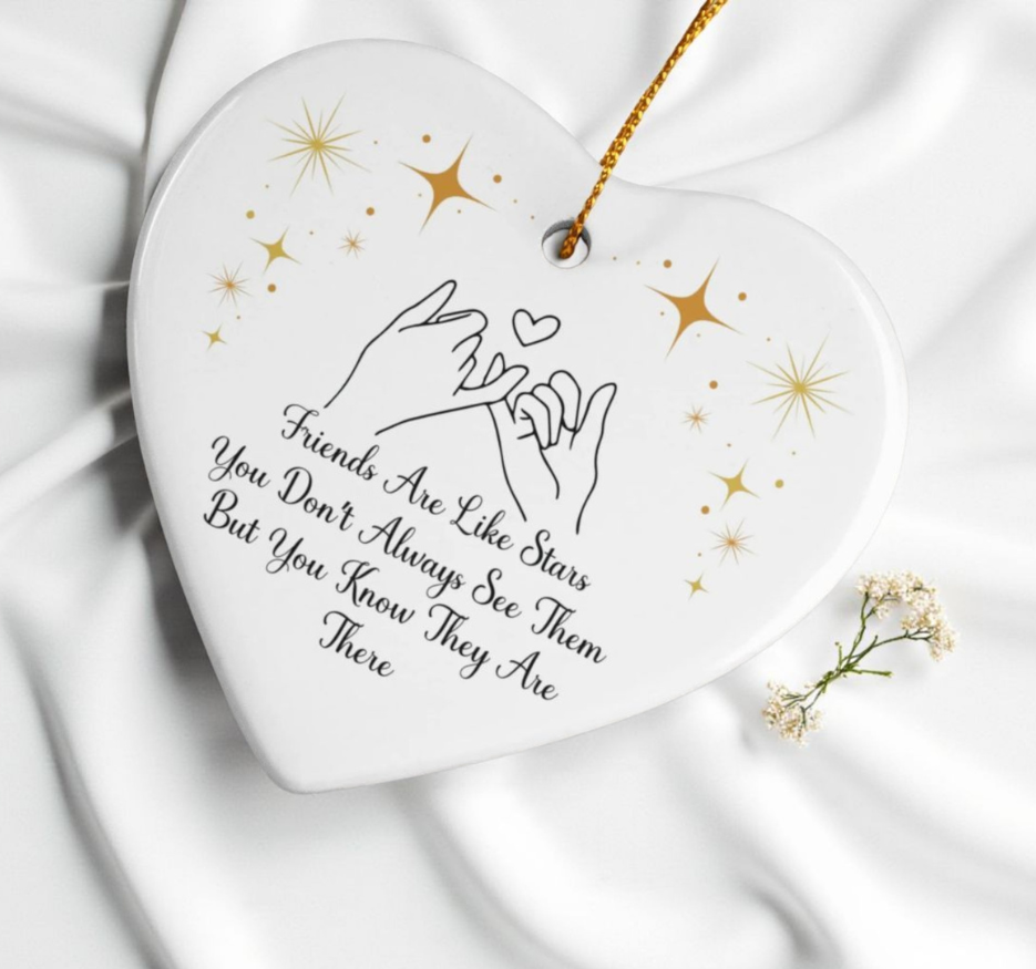 Friends Are Like Stars Ornament, Friendship Gift Heart Decor, Ceramic Star Sentimental Gift, Best Friend Keepsake, Heart Shaped Friends Decor